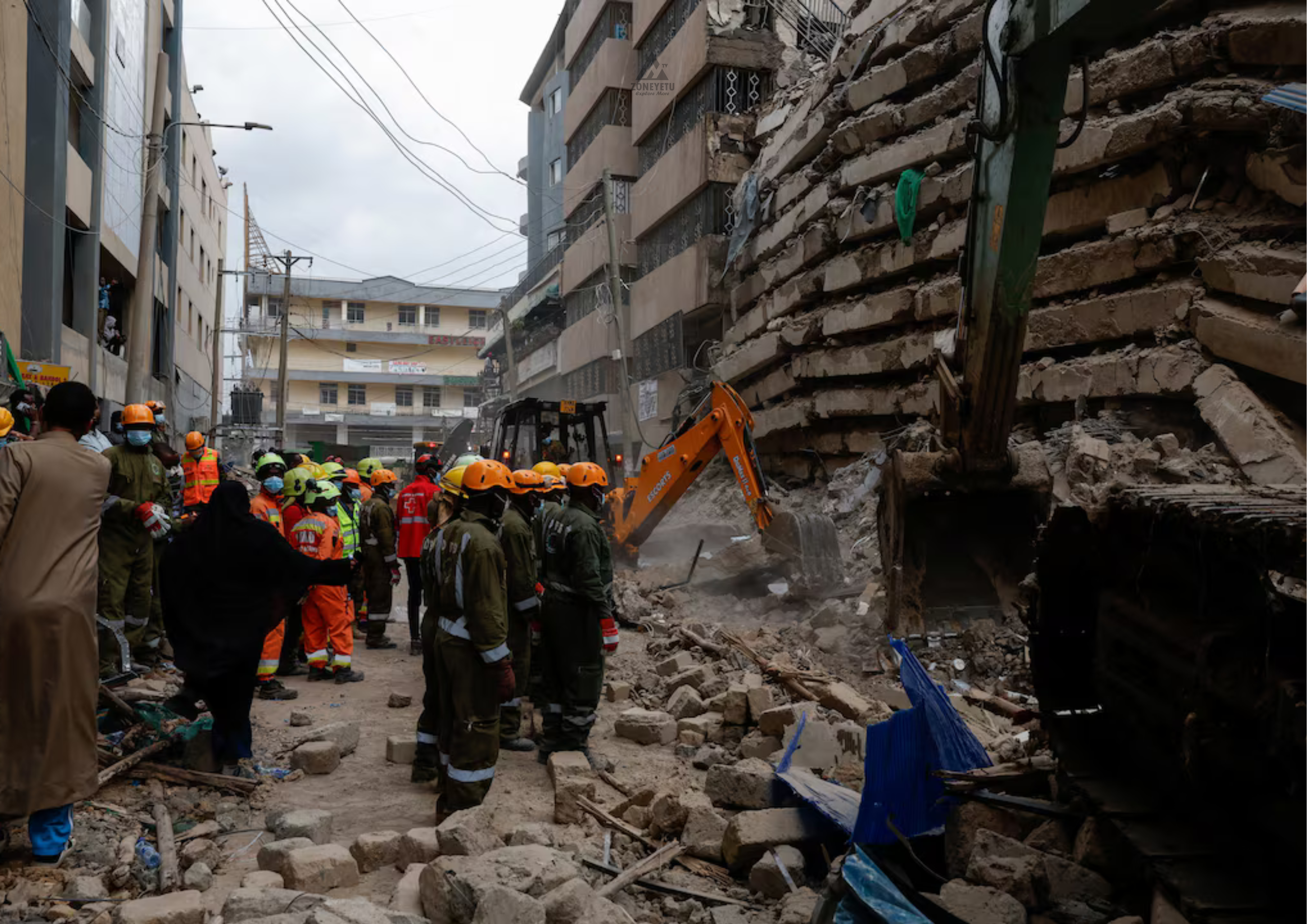 Jengo la Ghorofa 12 Laporomoka Eastleigh, Nairobi; Waokoaji Wafika Eneo la Tukio