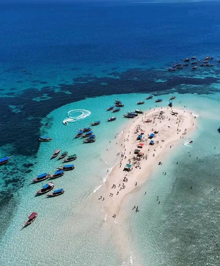 Aerial Marvel: Zanzibar's Iconic Sandbar from Above