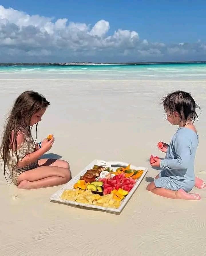 Childhood on the Beach: Tropical Fruit Picnic in Paradise
