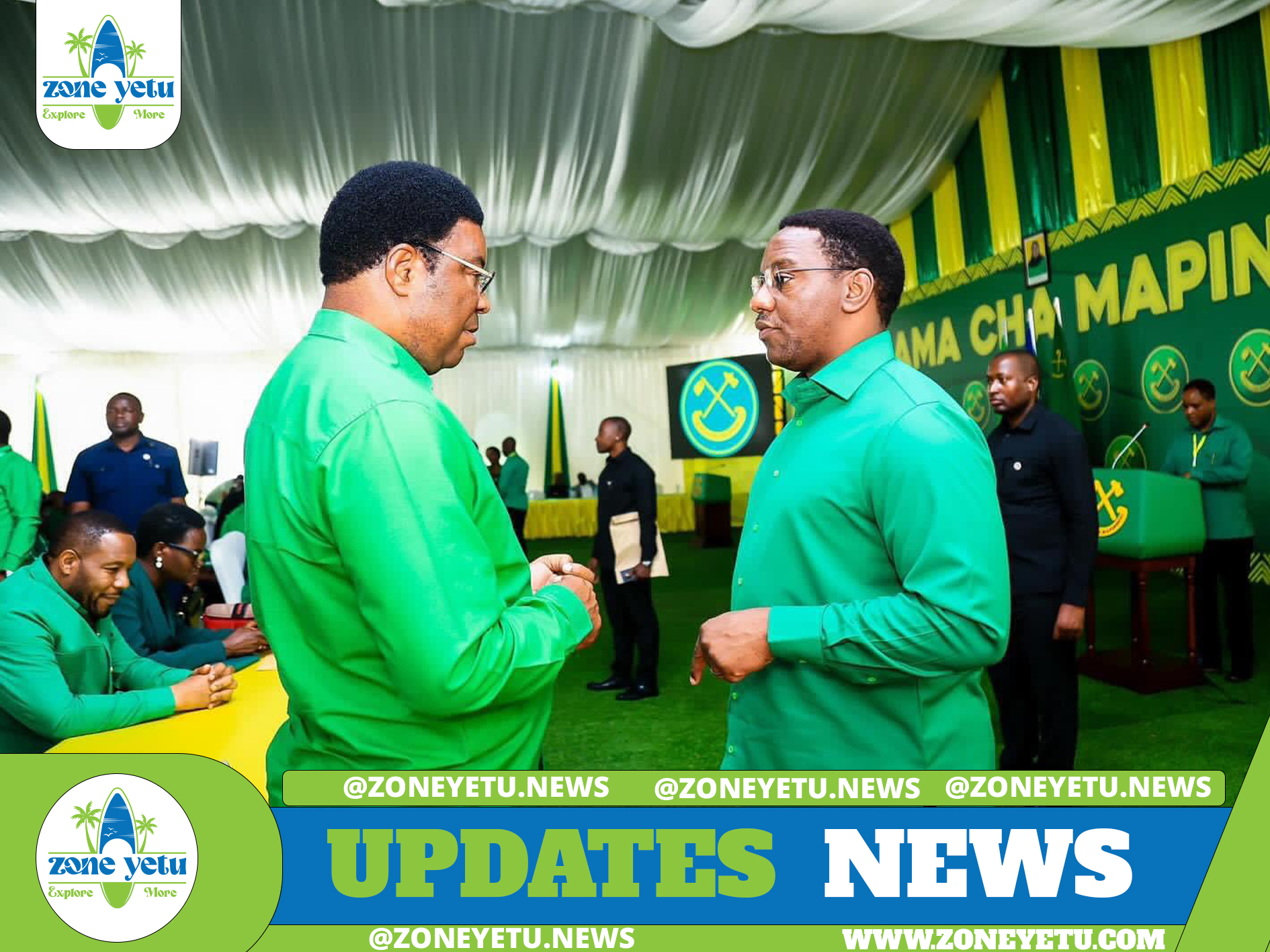 NEC Secretary for Ethics, Literacy and Training brother Paul Makonda, speaking with the media reporters, the chief official of CCM Kisiwandui, while giving a report on the visit of the Chairman of CCM and the President of the Republic of Tanzania, Dr. Samia Suluhu Hassan, the party in the four (4) regions of Unguja from 17-18 January 2024\n The provinces are North Unguja, South Unguja , City and Western Province.