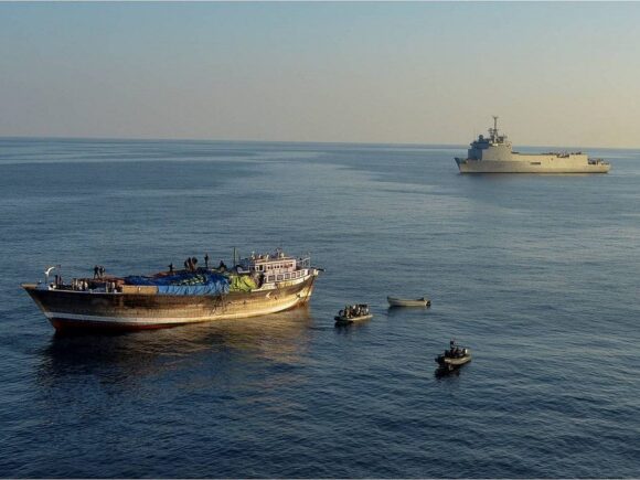 A ship in Somalia is freed from suspected pirates by an EU anti-piracy mission