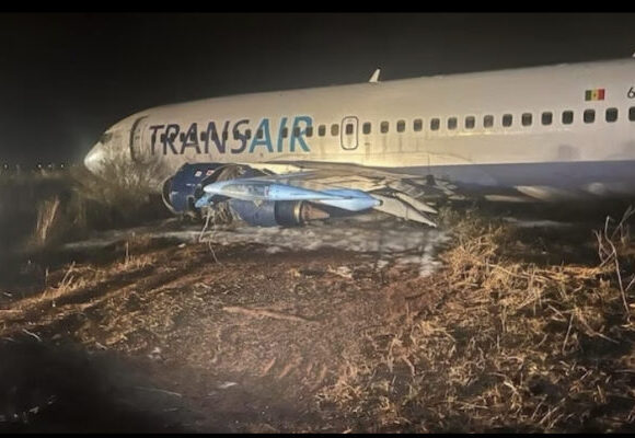 Senegal’s main airport reports that a jet skidded off the runway, injuring eleven persons