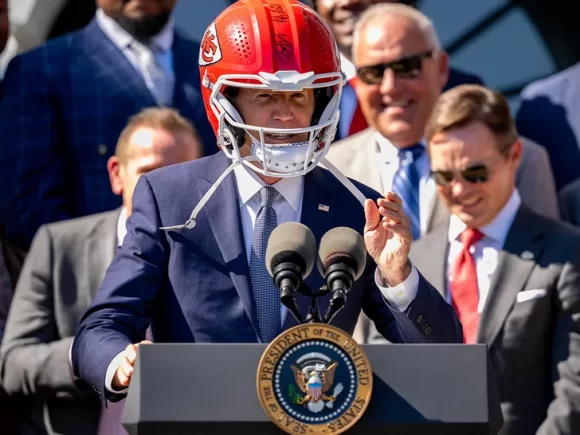 At the W.H. celebration, Joe Biden dons his helmet. Pat, give me a break!