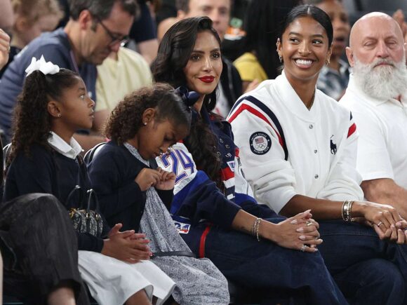 Vanessa Bryant and daughters cheer on US basketball as they crush Australia to reach the Olympic gold medal game