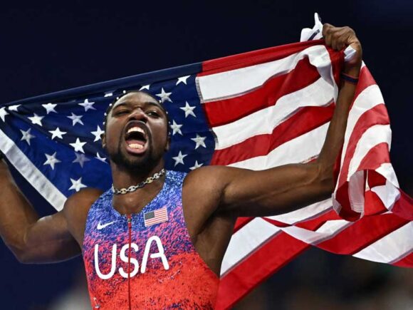 In the 100 meters, Noah Lyles wins gold by a mere 0.0005 seconds