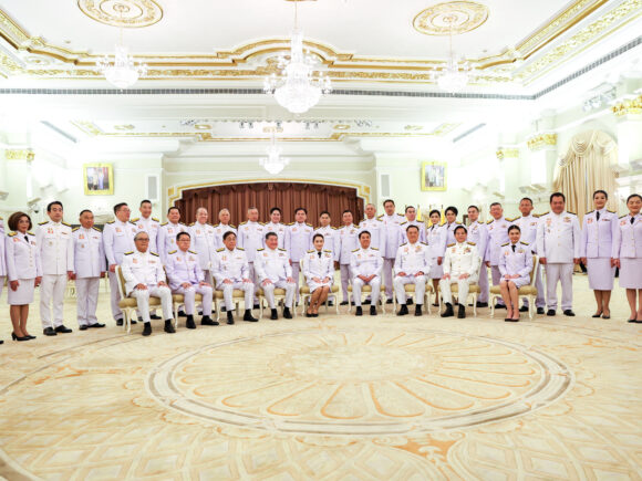 The new government of Thailand is sworn in by Thailand’s monarch following instability