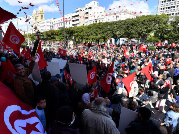 Two days prior to the presidential election, Tunisians demonstrate against President Saied