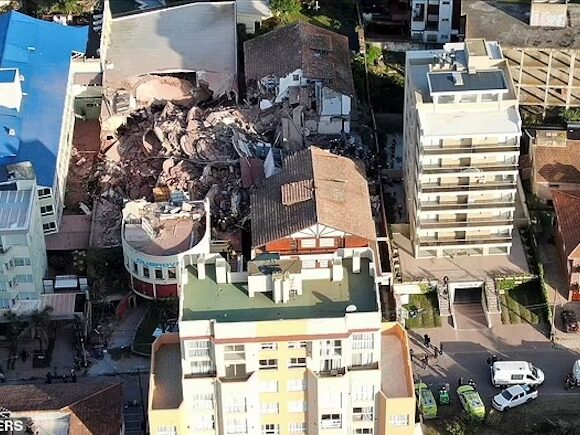 One person was killed and several others were trapped when a 10-story hotel in Argentina collapsed