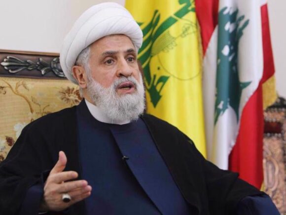 Hezbollah deputy leader supports efforts to maintain calm in Lebanon but leaves out the Gaza agreement