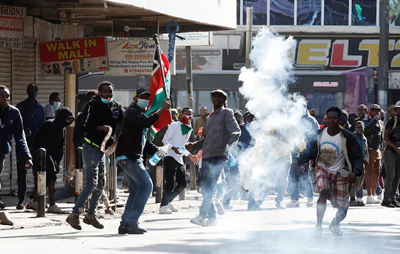 Police in Kenya use tear gas on demonstrators who are demonstrating against femicide