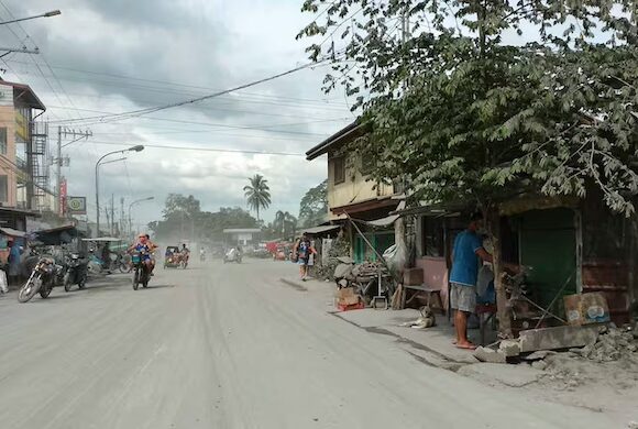 Villages in the Philippines are undergoing mass evacuations after a brief but powerful volcanic eruption