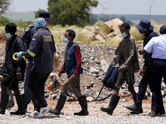 South African police said there are no illegal miners still working underground at the closed gold mine