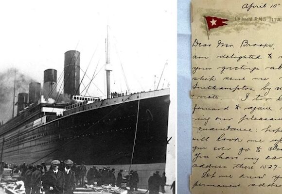 A letter from a Titanic survivor brought in a record £300,000 at a UK auction
