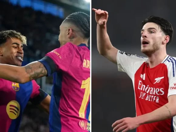 Declan Rice, Raphinha, and Lamine Yamal are named to the Champions League Team of the Season