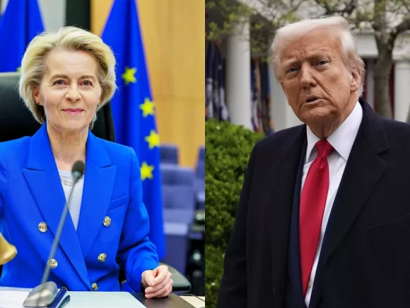 Von der Leyen of the EU said she will meet with Trump on Sunday to talk about trade