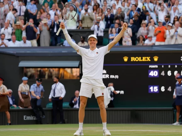 Jannik Sinner defeats Alcaraz in four sets to win the historic Wimbledon title