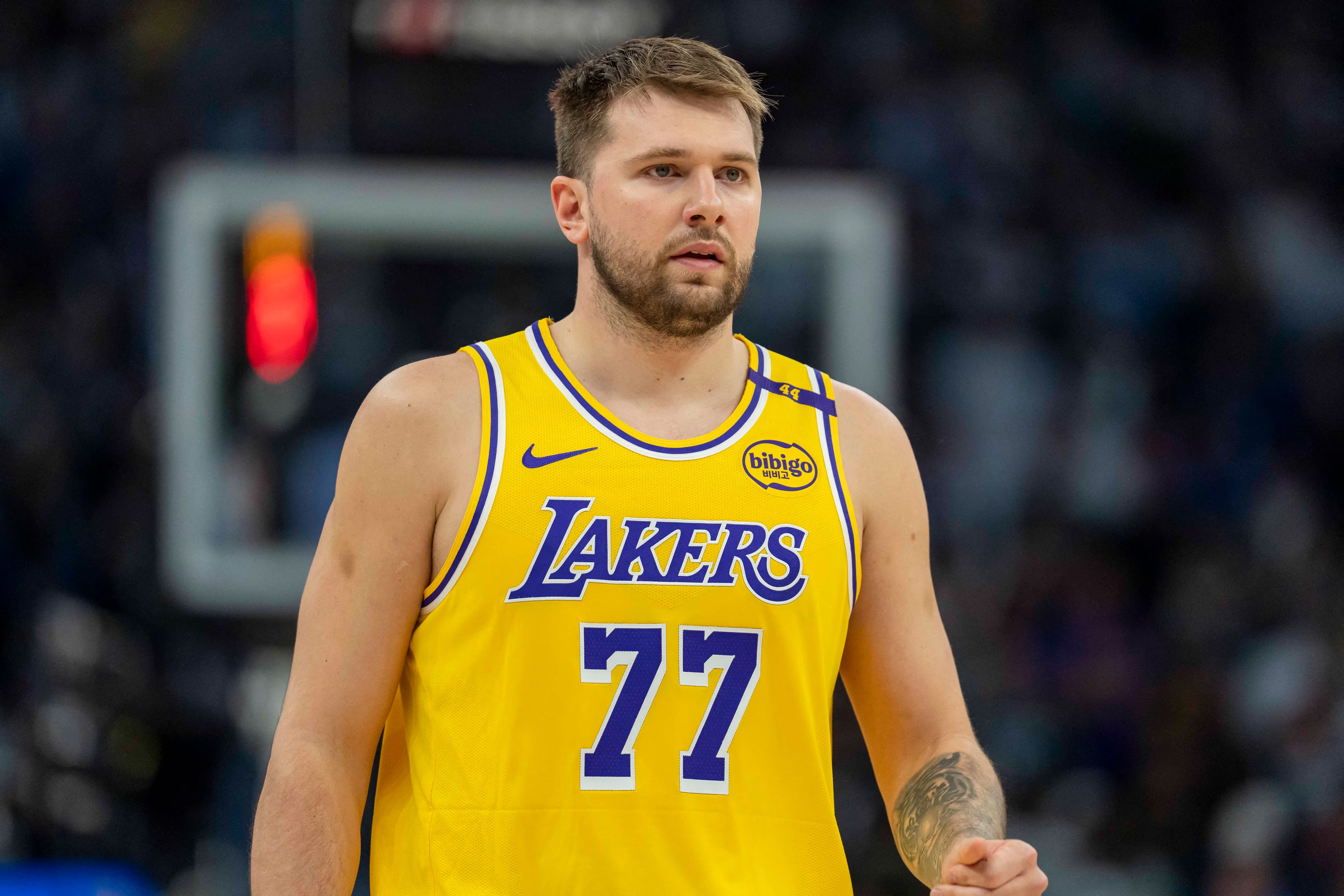 Luka Doncic of the Lakers had an injury scare during a EuroBasket match