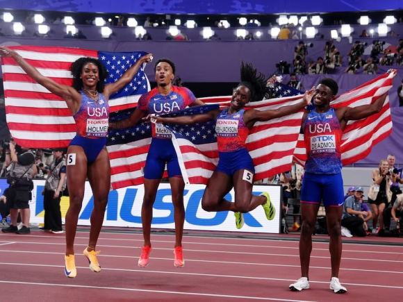 The US wins another gold in the 4×400-meter mixed relay