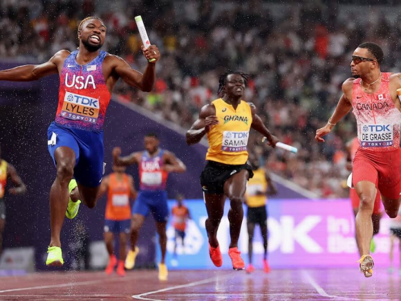 The United States wins a sprint relay double thanks to Lyles and Jefferson-Wooden
