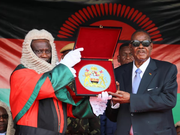 Mutharika was sworn in as president of Malawi for a second term