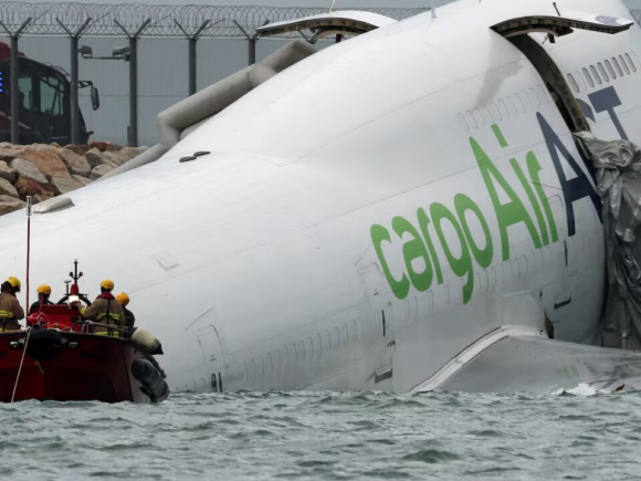 Cargo plane crashes at the airport in Hong Kong, killing two security personnel