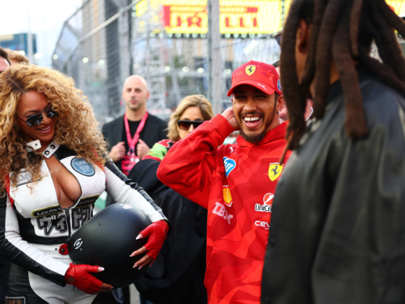 Lewis Hamilton and Beyoncé Arrive at the Las Vegas Grand Prix Track