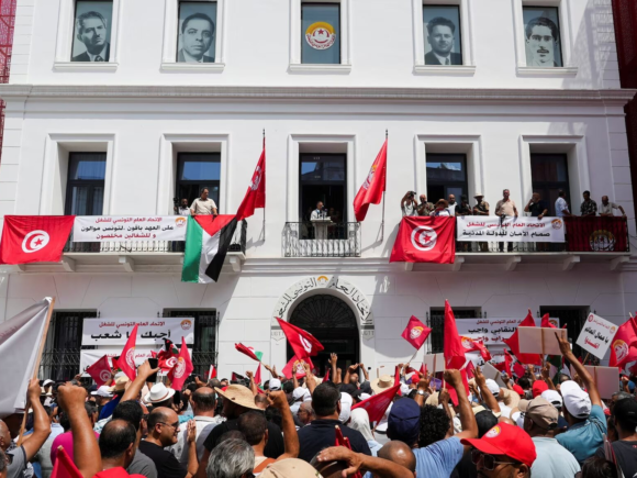 The major union in Tunisia declares a statewide strike as the president’s crackdown intensifies