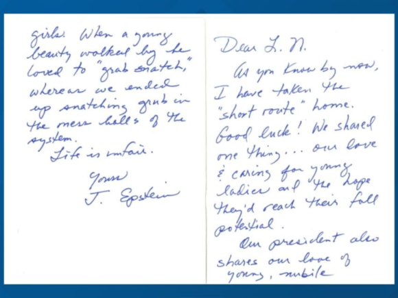 DOJ Alleged Releases In a letter to Larry Nassar, Jeffrey Epstein claimed that Donald Trump cherished “young, nubile girls”
