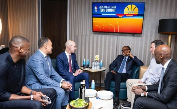 Kagame and the NBA president engage in discussions