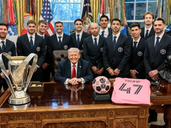 Lionel Messi and Inter Miami Commemorate MLS Cup Triumph at the White House Under President Trump