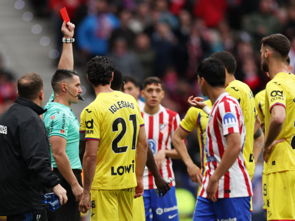 Getafe’s Abqar received a red card for inappropriately grabbing Sorloth’s genitals