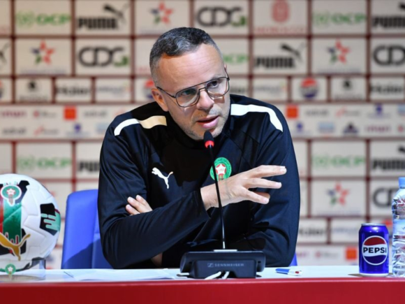 Mohamed Ouahbi addresses the audience following his appointment as head coach