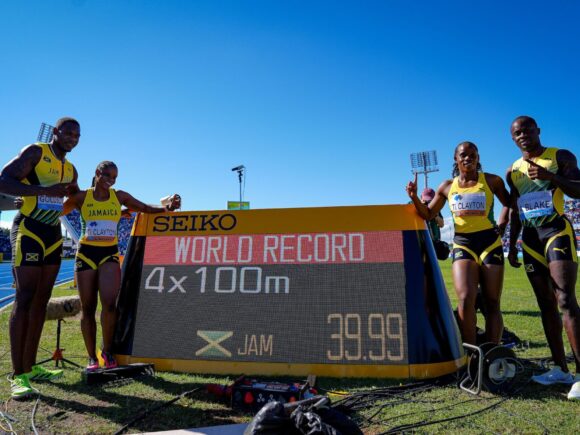Jamaica established a new world record in the mixed 4x100m relay