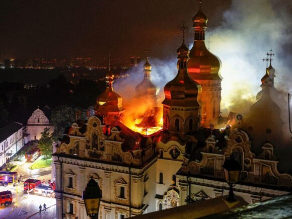 Russian Airstrikes Kill 9 and Burn Down the Historic Kyiv Monastery
