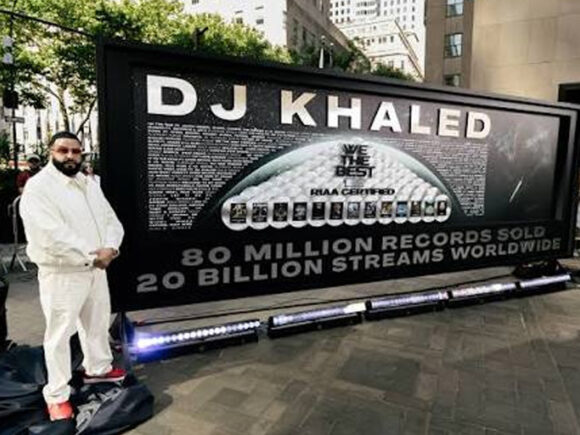 DJ Khaled has been honored with a Billboard-sized RIAA Lifetime Legacy Plaque in New York