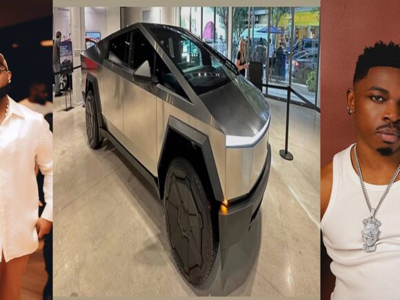 Davido presents Mayorkun with a Tesla Cybertruck