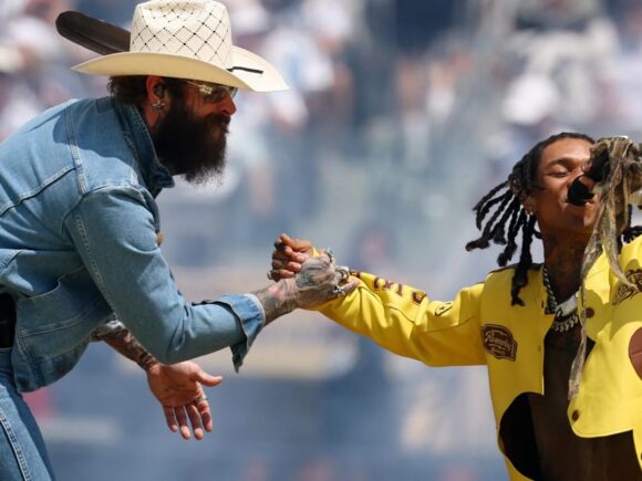 Post Malone premiered a new song and featured Swae Lee at the World Cup closing ceremony