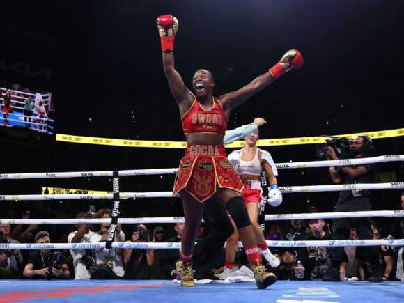 Claressa Shields secures two additional titles with a sixth-round stoppage of Kaye Scott in Atlanta
